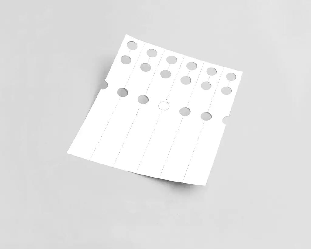 Laserprint labels in sleufetiketten vorm in een afmeting van 35x250mm op A4 laservellen