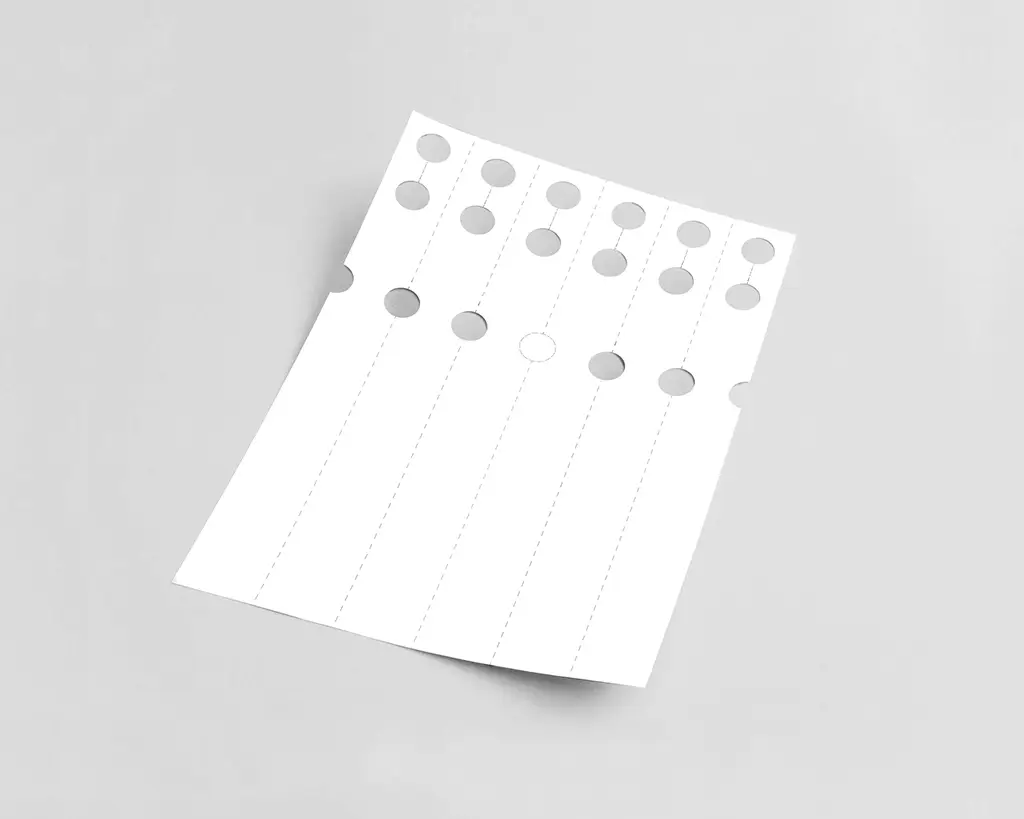 Laserprint labels in sleufetiketten vorm in een afmeting van 35x297mm op A4 laservellen